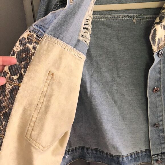 Vintage Classic jeans leopard and denim jean jacket size M - Picture 3 of 6